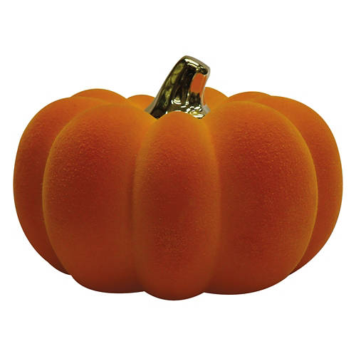 5.5" x 5.5" x 3.7" Orange Flocked Velvet Pumpkin