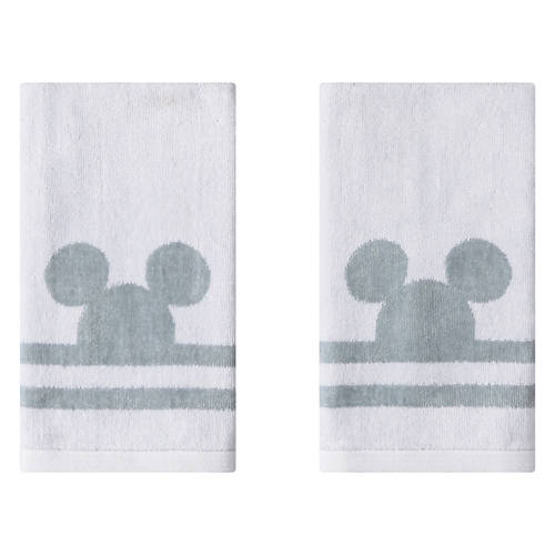 2 Pack Cotton Hand Towels - Mickey Ears, White