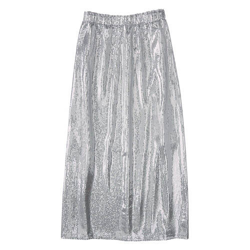 Ladies Sequin High Waist Skirt - Silver, S