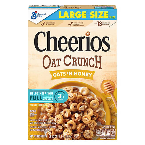 Oats 'n' Honey  Oat Crunch Cheerios Cereal, 18.2 oz Product Image Front shot 01