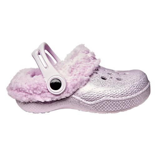 Childrens Warm Lined Clogs - Purple Glitter, 13/1