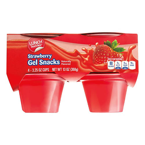 Strawberry Gel  Snacks Cups, 4 count