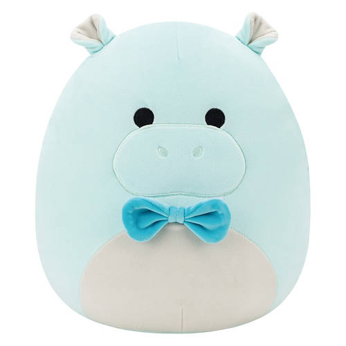 12" Squishmallow Plush - Teal Hippo with Bowtie