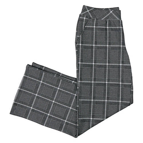 Ladies Ponte Wide Leg Pant - Plaid, L