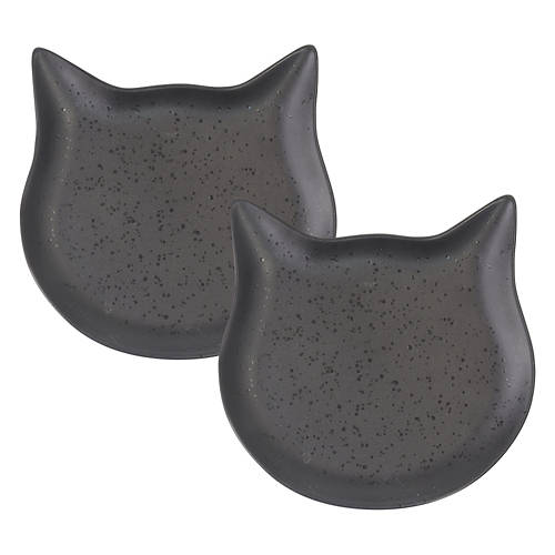 2 Pack Halloween Stoneware Plates - Cat