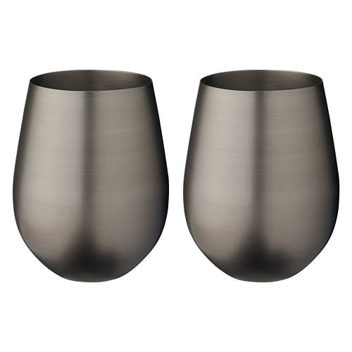 2 Pack Stemless Wine Glass - Black