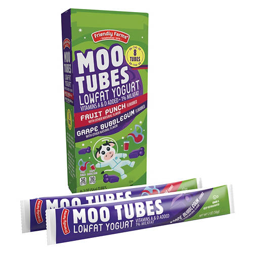 Grape Bubble Gum or Fruit Punch Moo Tubes - 8 Pack, 2 oz