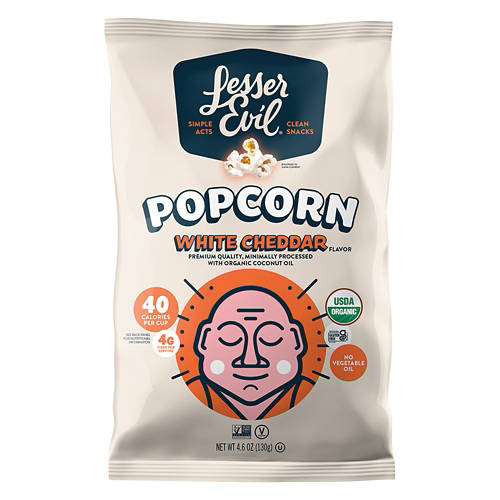 White Cheddar Organic Popcorn, 4.6 oz Product Image Front shot 01