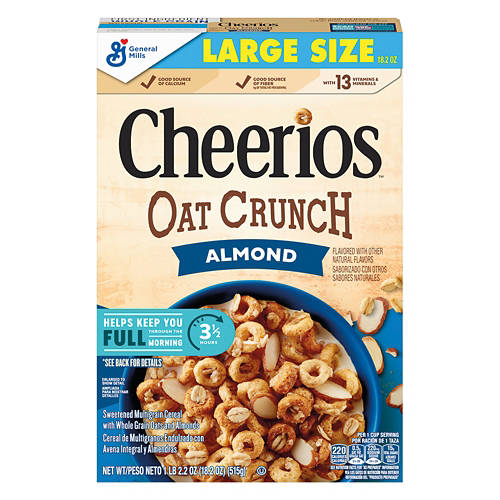 Almond  Oat Crunch Cheerios Cereal, 18.2 oz Product Image Front shot 01