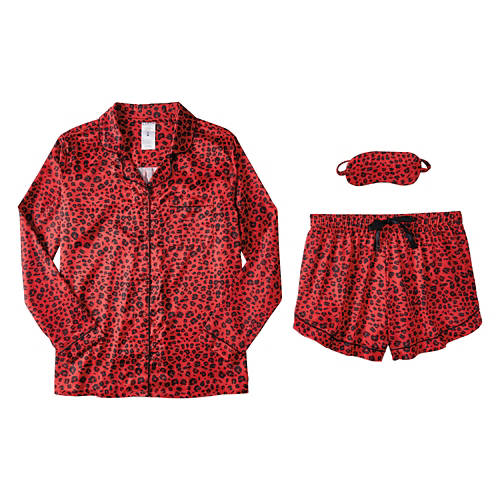 Ladies Satin Pajama Set - Red, M