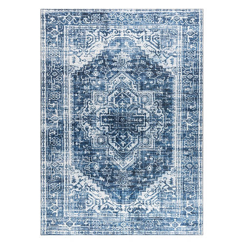 5' x 7' Chenille Washable Area Rug - Navy Traditional Product Image Front shot 01