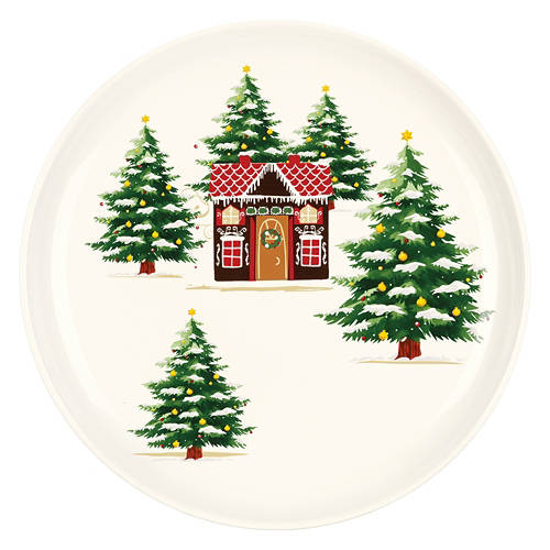 Stoneware Round Shaped Holiday Platter