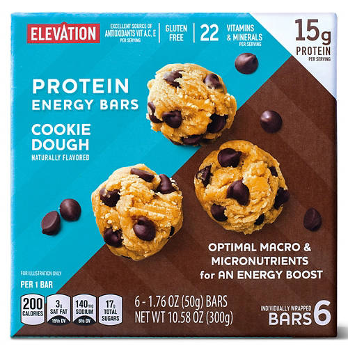 Gluten  Free Cookie Dough Protein Energy Bars, 6 count