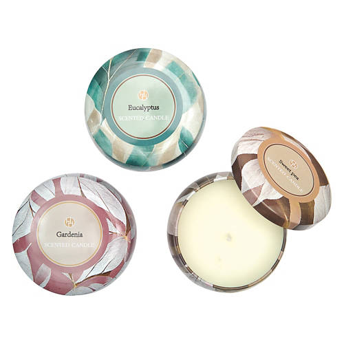 3 Pack Mini Candle Tins Set - Gardenia, Eucalyptus, Sweet Pea