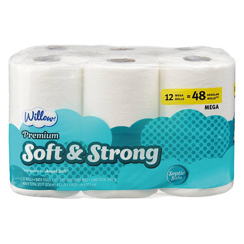 12 Roll Soft & Strong Bath Tissue - 320 Sheets