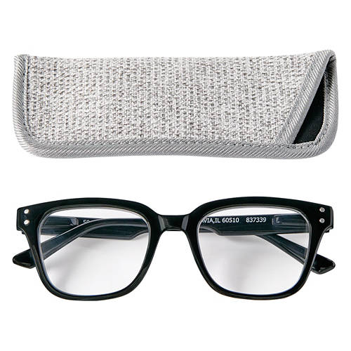 Men's Premium Reading Glasses with Case - Rectangle, Black, 2.50