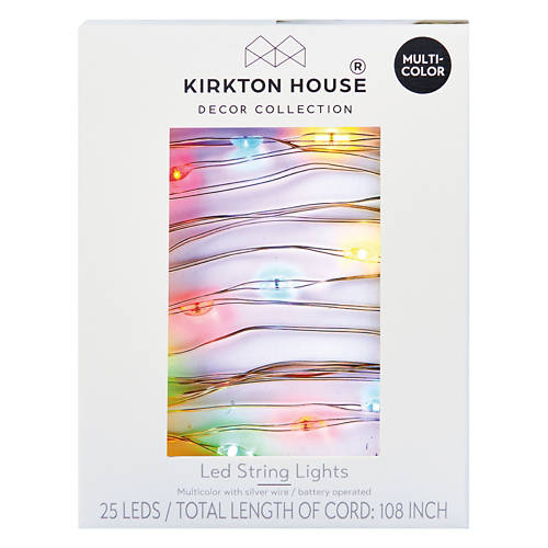 108" Long Multi-Color LED String Lights with Silver Wire