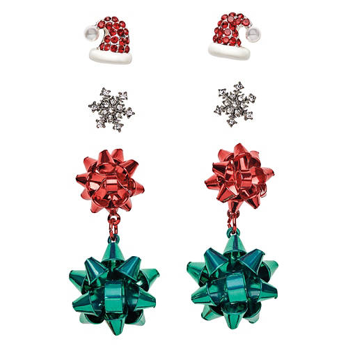 Holiday Earrings - 3 Pack Stud Set