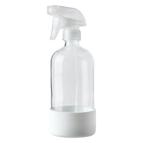 Clear Glass Spray Bottle, White