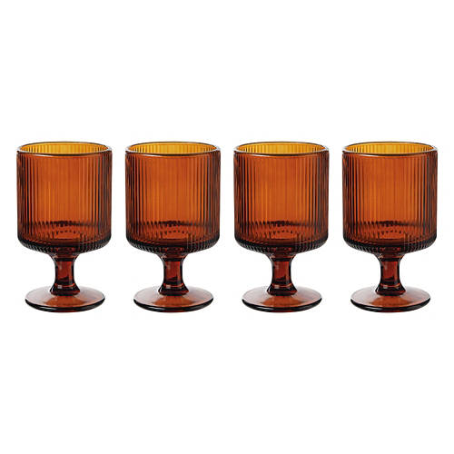 4 Pack Wine Glass Drinkware Set, Amber