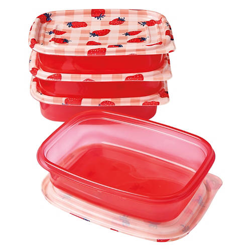 Single Compartment Food Container - Strawberry Print