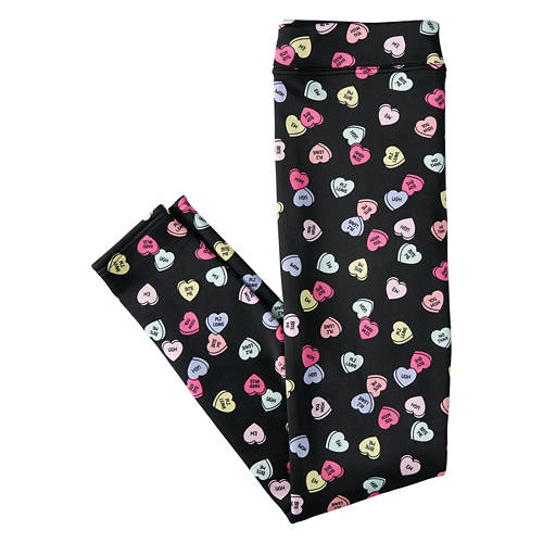 Ladies Fleece Lined Leggings - Black Print, L