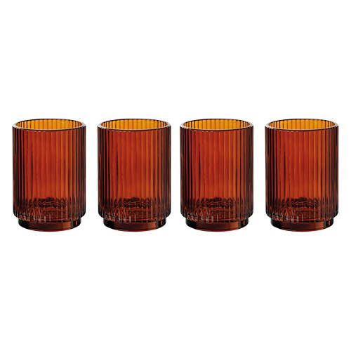 4 Pack Lowball Glass Drinkware Set,  Amber