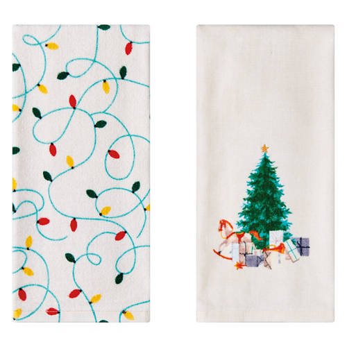 2 Pack Holiday Towel Set - Holiday Lights