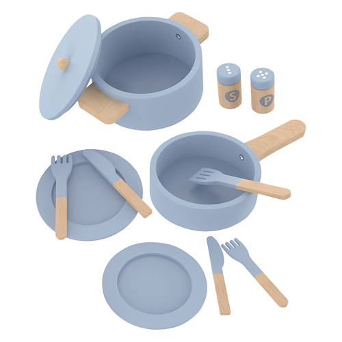 Kids ALDI Wooden Kitchen Accessory Paly Set - Light Blue