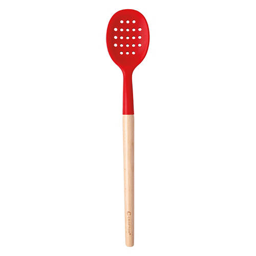 Beechwood & Silicone Slotted Spoon, Red