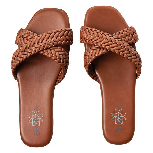 Ladies Woven Slide Sandals - Brown, 7