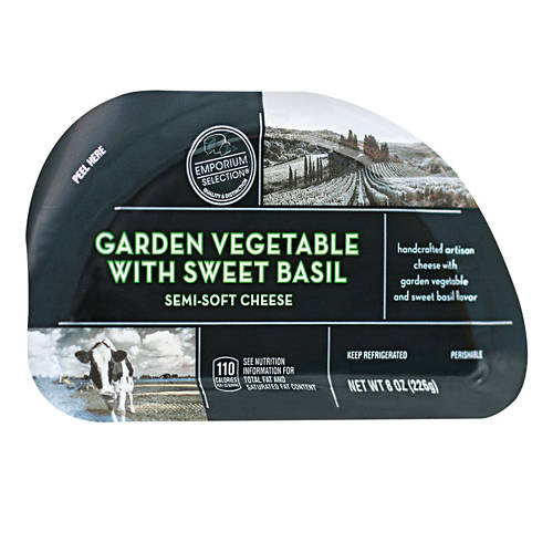 Garden  Vegetable with Sweet Basil Semi-Soft Hand Crafted Cheese, 8 oz