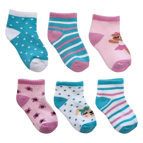 Toddlers 6 Pack Low Cut Socks - Ballet Pink, 2/3