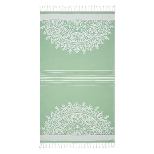 30" x 56" Beach Cloud Towel - Green Mandala Product Image Front shot 01