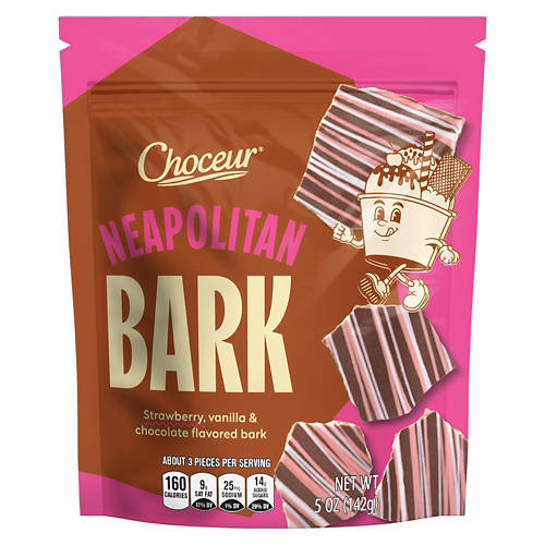 Neapolitan Strawberry, Vanilla & Chocolate Flavored Bark, 5 oz Product Image Front shot 01