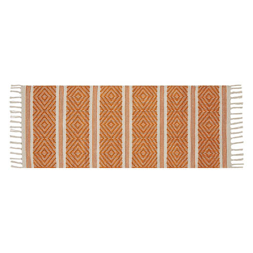 24" x 60" Reversible Woven Runner - Orange Fringe