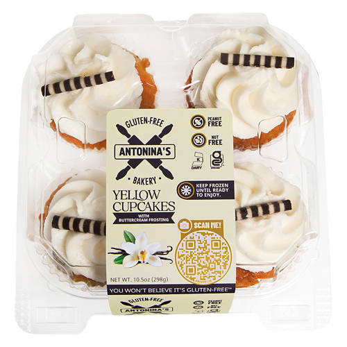 Gluten Free Vanilla Flavored Cupcakes, 4 count