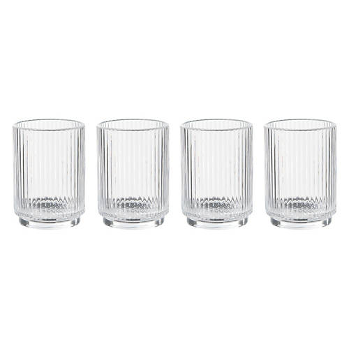 4 Pack Lowball Glass Drinkware Set, Clear