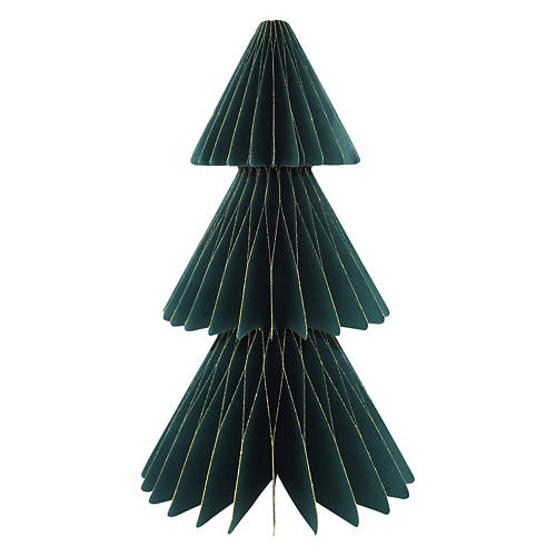 11.5" Tall Holiday Cone Shaped Paper Tree, Dark Green