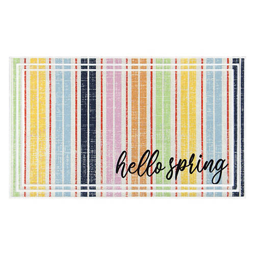 18" x 30" Deluxe Spring Mat - Hello Spring Stripes Product Image Front shot 01