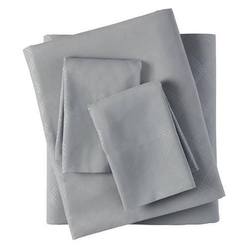 3 Piece King Size Diamond Embossed Microfiber Sheets, Gray