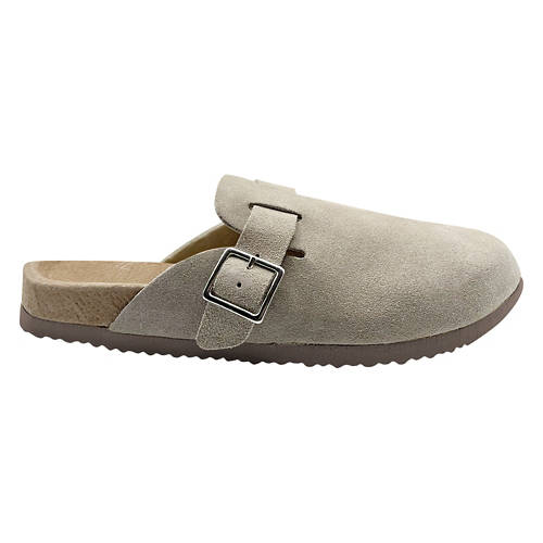 Ladies Genuine Suede Clogs - Beige, 9