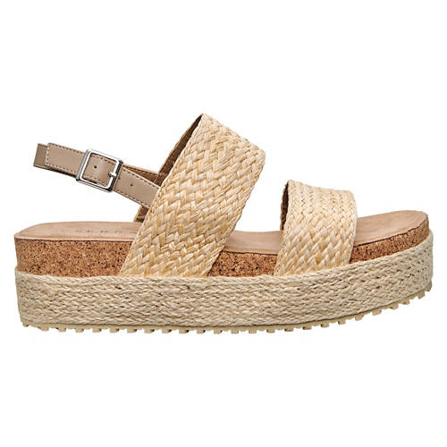 Ladies Espadrille Platform Sandals - Tan, 7