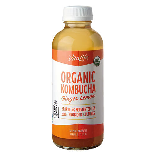 Organic Ginger Lemon Kombucha, 16 fl oz Product Image Front shot 01