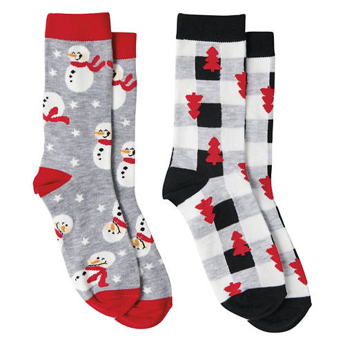 Ladies Holiday Socks - Black/Snow, 4-10