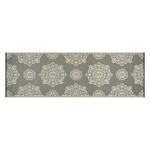 2' x 6' Reversible Indoor/Outdoor Runner - Gray Medallion Product Image Front shot 01