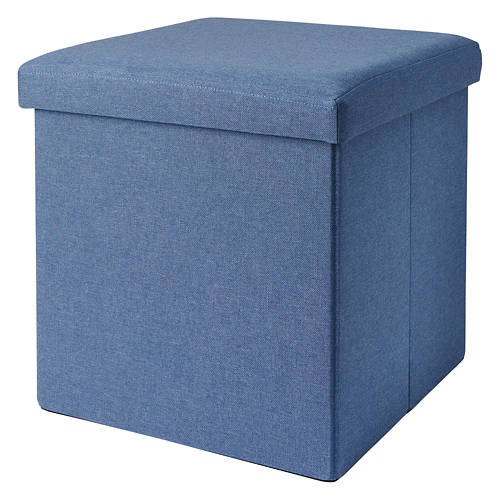 Foldable Storage Ottoman, Blue Product Image Front shot 01