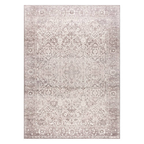 5' x 7' Chenille Washable Area Rug - Beige Medallion Product Image Front shot 01