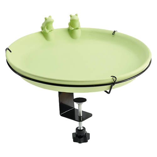 Round Bird Drinking Trough, Green Frog with Mount Product Image Front shot 01