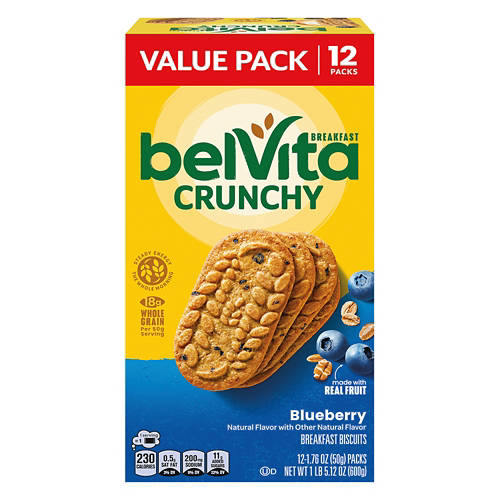 Belvita Blueberry Flavor Whole Grain Biscuits, 12 count Product Image Front shot 01